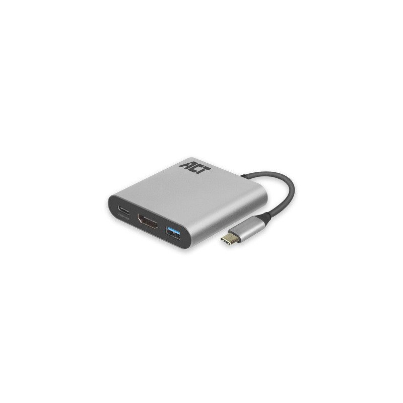Adaptador act connectivity usb - c a hdmi - usb a - usb - c pd