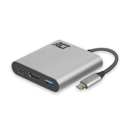 Adaptador act connectivity usb - c a hdmi - usb a - usb - c pd