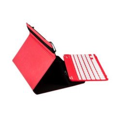 Funda universal silver ht para tablet 9 - 10.1 pulgadas + teclado con cable micro usb rojo - blanco