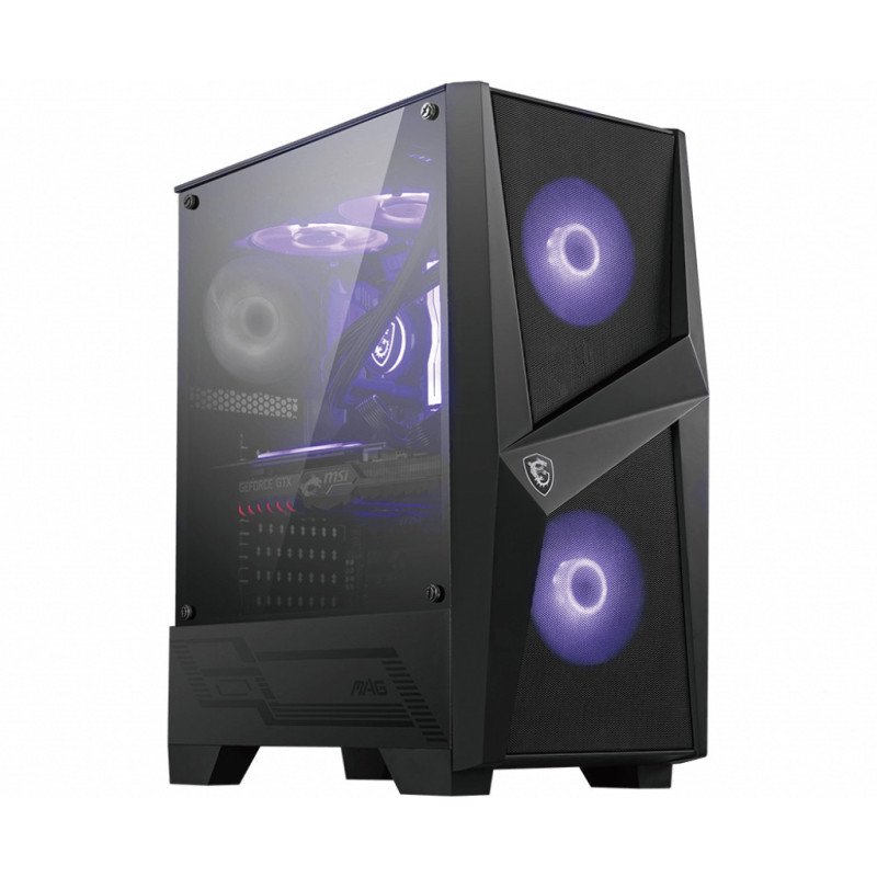 Caja ordenador gaming atx msi mag forge 100m rgb - 2x vent 120mm rgb - cristal templado - negro