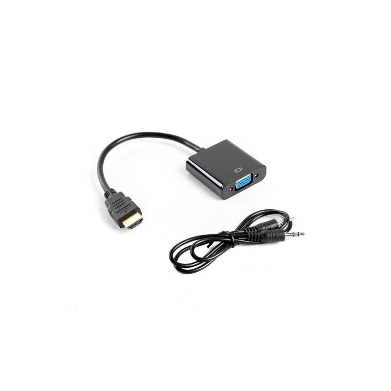Adaptador lanberg hdmi macho - vga hembra + minijack 3.5mm hembra 20cm