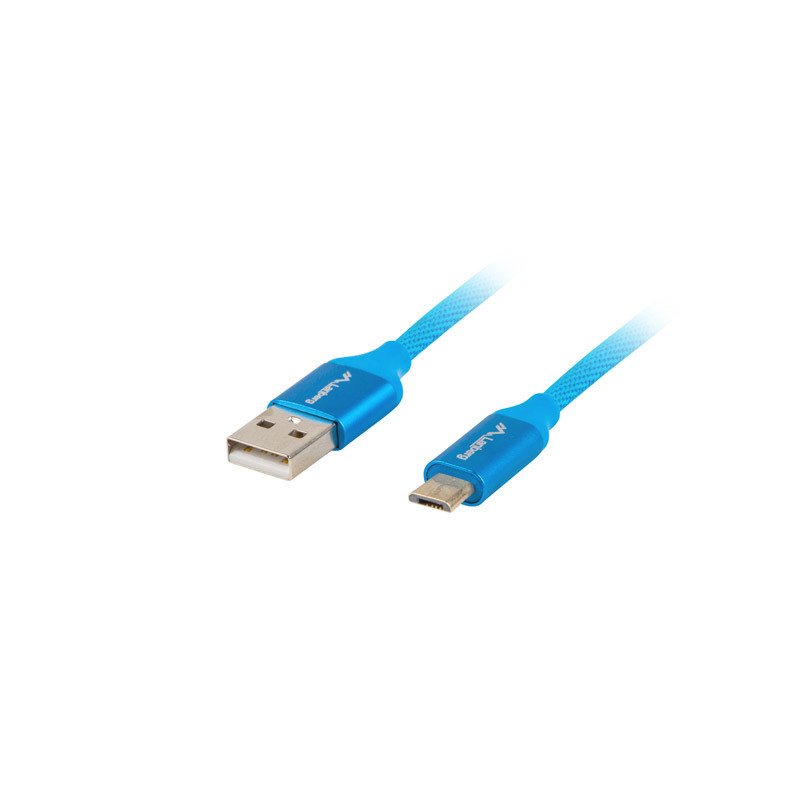 Cable usb lanberg 2.0 macho - micro usb macho quick charge 3.0 1m azul