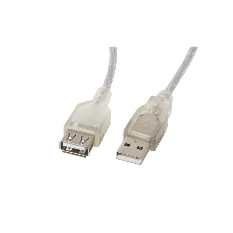 Cable alargador lanbergusb 2.0 macho hembra ferrita 1.8m transparente