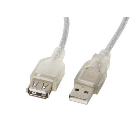 Cable alargador lanbergusb 2.0 macho hembra ferrita 1.8m transparente