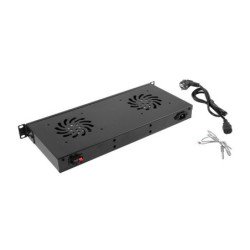 Panel ventilacion lanberg lcd 2 ventiladores termostato 230v 1u rack 19 negro