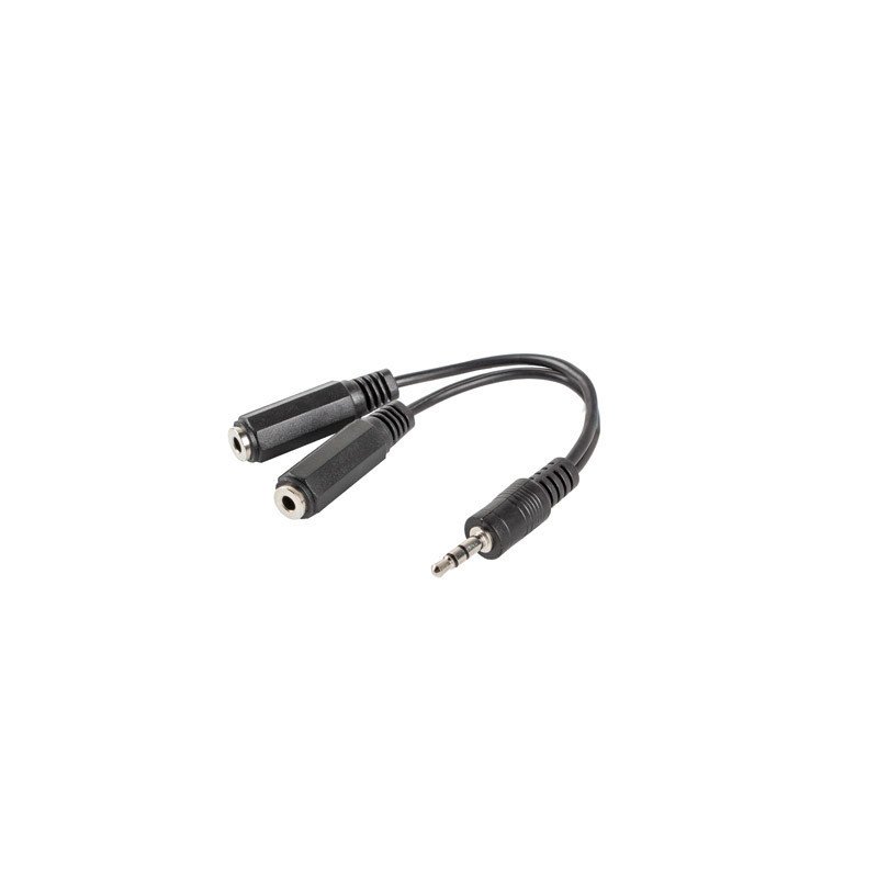 Adaptador lanberg jack stereo macho a jack stereo hembra x2 10 cm negro