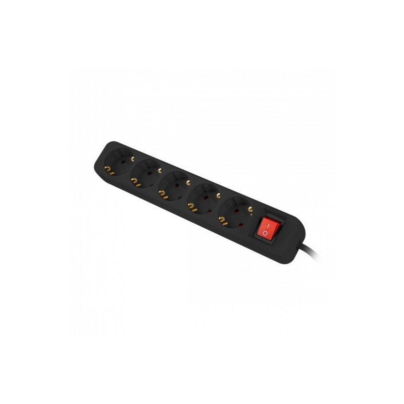 Regleta lanberg 5 tomas schuko con protecion negra 3m