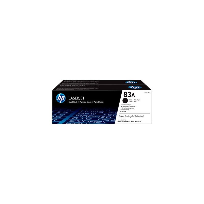 Toner hp original laserjet 83a black pack - 2 cf283ad