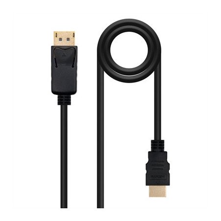 Cable conversor nanocable displayport a hdmi macho - macho negro 1.5m