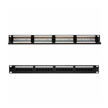 Panel de parcheo nanocable 24 puertos rj45 cat.6 utp 19 pulgadas