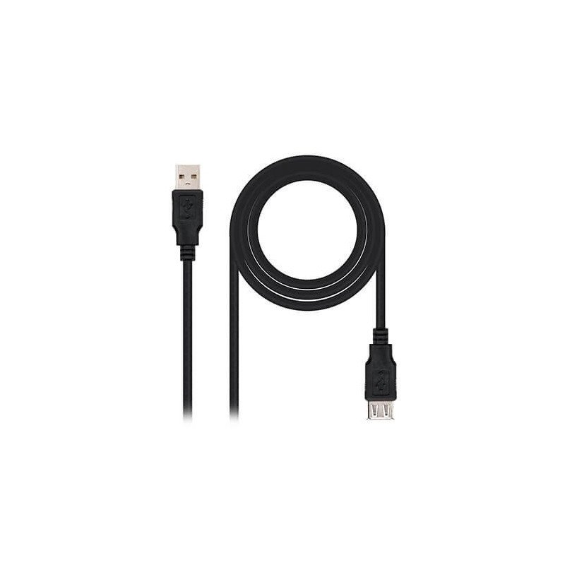 Cable alargador nanocable usb - a 2.0 a usb - a 2.0 1m - macho - hembra - negro