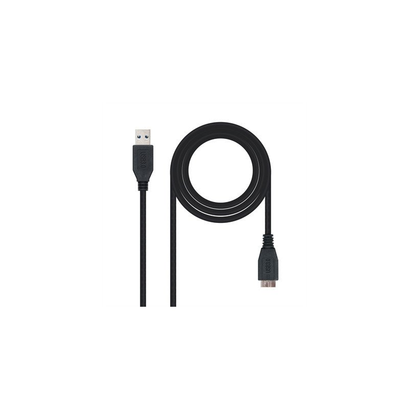 Cable usb 3.0 tipo a a micro usb tipo b nanocable 2m - macho - macho - negro
