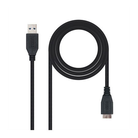 Cable usb 3.0 tipo a a micro usb tipo b nanocable 2m - macho - macho - negro