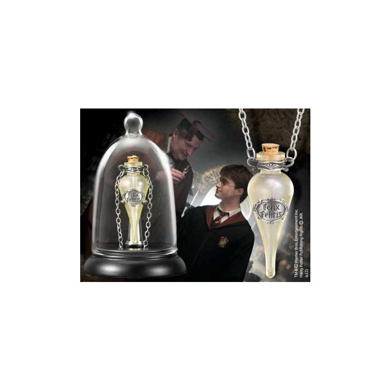 Replica the noble collection harry potter collar en cristal con cadena pocion suerte liquida