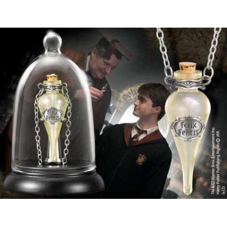 Replica the noble collection harry potter collar en cristal con cadena pocion suerte liquida