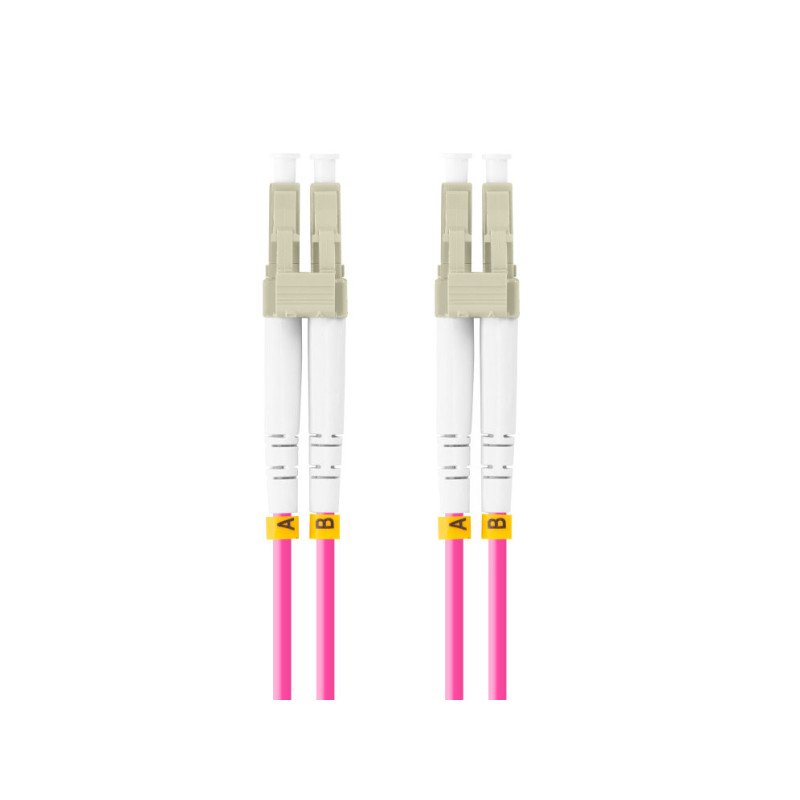 Latiguillo fibra optica lc - upc lanberg 1m multi duplex om4 50 - 125 lszh violeta