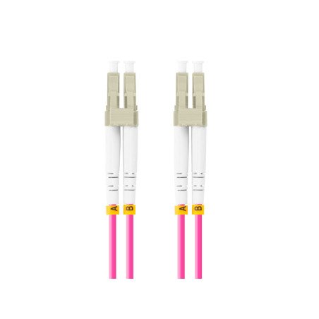 Latiguillo fibra optica lc - upc lanberg 1m multi duplex om4 50 - 125 lszh violeta