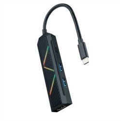 Hub nanocable 4 en 1 usb tipo c - usb - hdmi - 15cm - macho - hembra