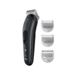 Afeitadora corporal braun bodygroom bg3340 skinshield - auto. 80m - 3 peines - bateria