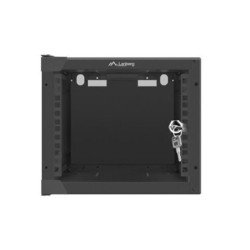 Armario lanberg mural rack 10 pulgadas 4u - 280x310 flat pack negro puerta cristal