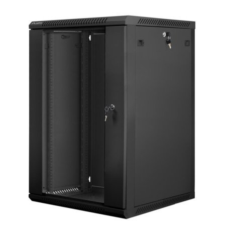 Armario lanberg mural rack 19 pulgadas 18u - 600x600 negro
