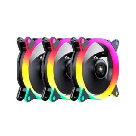Kit ventiladores cpu gaming unykach ring led argb 3 x 120mm - incluye controladora