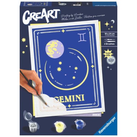 Kit para pintar con numeros ravensburger creart serie trend d zodiac: geminis