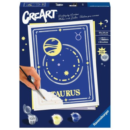Kit para pintar con numeros ravensburger creart serie trend d zodiac: tauro