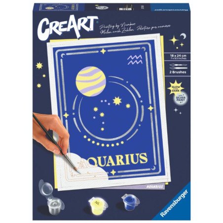 Kit para pintar con numeros ravensburger creart serie trend d zodiac: acuario