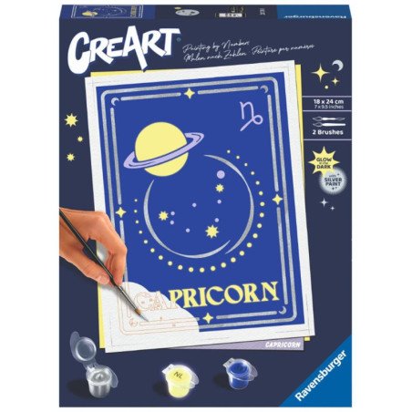 Kit para pintar con numeros ravensburger creart serie trend d zodiac: capricornio