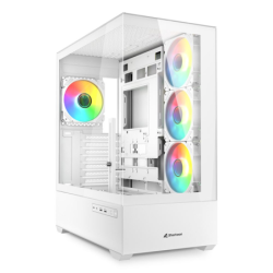 Caja gaming sharkoon ak6 tgv atx blanco 4xvent 120mm 2xusb sn fuente