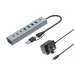 Hub usb 3.0 conceptronic hubbies20gp 7 puertos usb - c a 3xusb - c 4xusb - a con alimentador