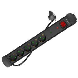 Regleta lanberg sp1 5 tomas schuko proteccion hasta 2500w negra 1.5m