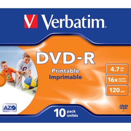 Verbatim dvd - r 4.7gb 16x tarrina 10uds imprimible