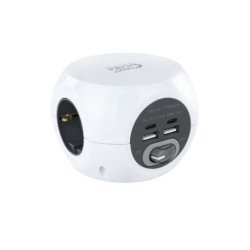 Regleta base de enchufes nanocable 3tomas shucko 2 puertos usb 3 puertos usb c cable 1.4m