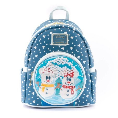 Mochila loungefly disney minnie y mickey munecos de nieve