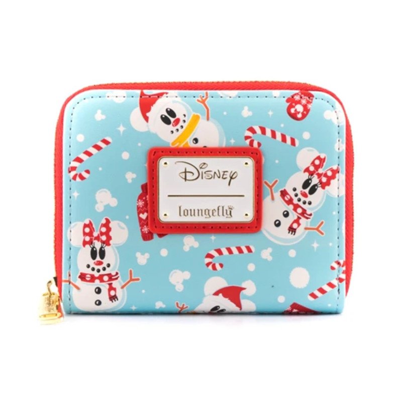 Monedero loungefly disney minnie y mickie munecos de nieve aop
