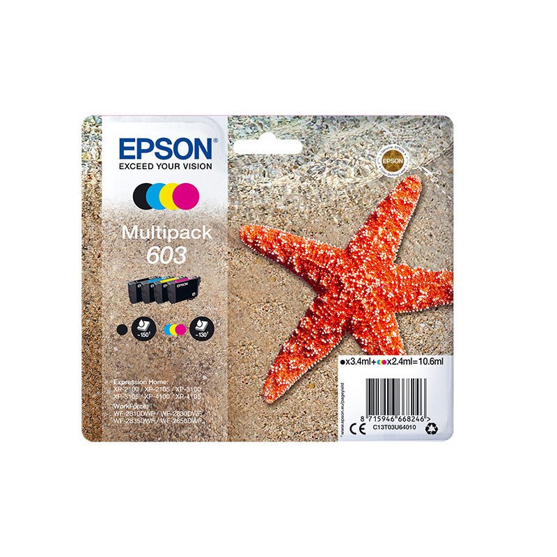 Multipack cartucho tinta epson 603 c13t03u64010 negro - cian - amarillo - magenta - estrella de mar