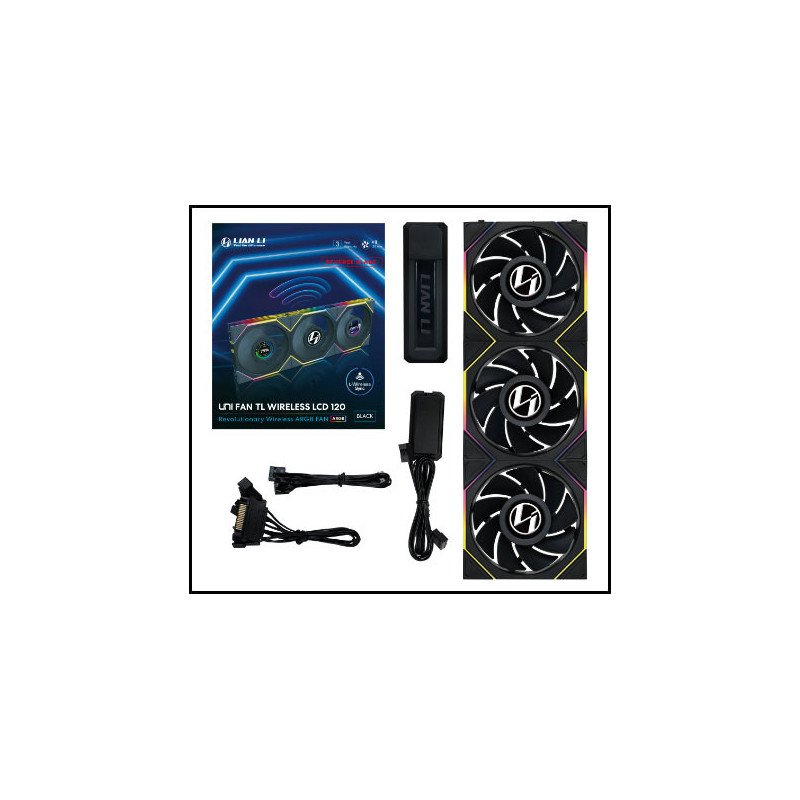 Ventilador caja gaming lian li unifan tl - lcd inalambrico argb 3x 120mm negro