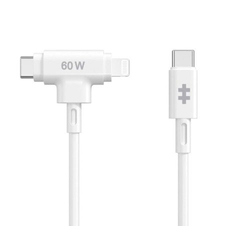 Cable usb tipo c a usb tipo c - lightning hyper 1.5m - macho - macho - blanco