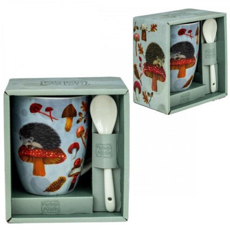 Taza de ceramica con cuchara enesco erizo