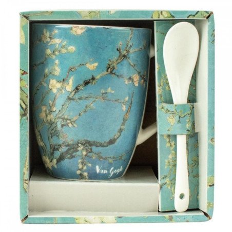 Taza de ceramica con cuchara enesco los almendros vincent van gogh