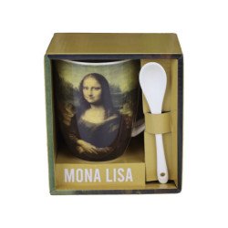 Taza de ceramica con cuchara enesco mona lisa
