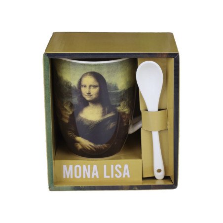 Taza de ceramica con cuchara enesco mona lisa