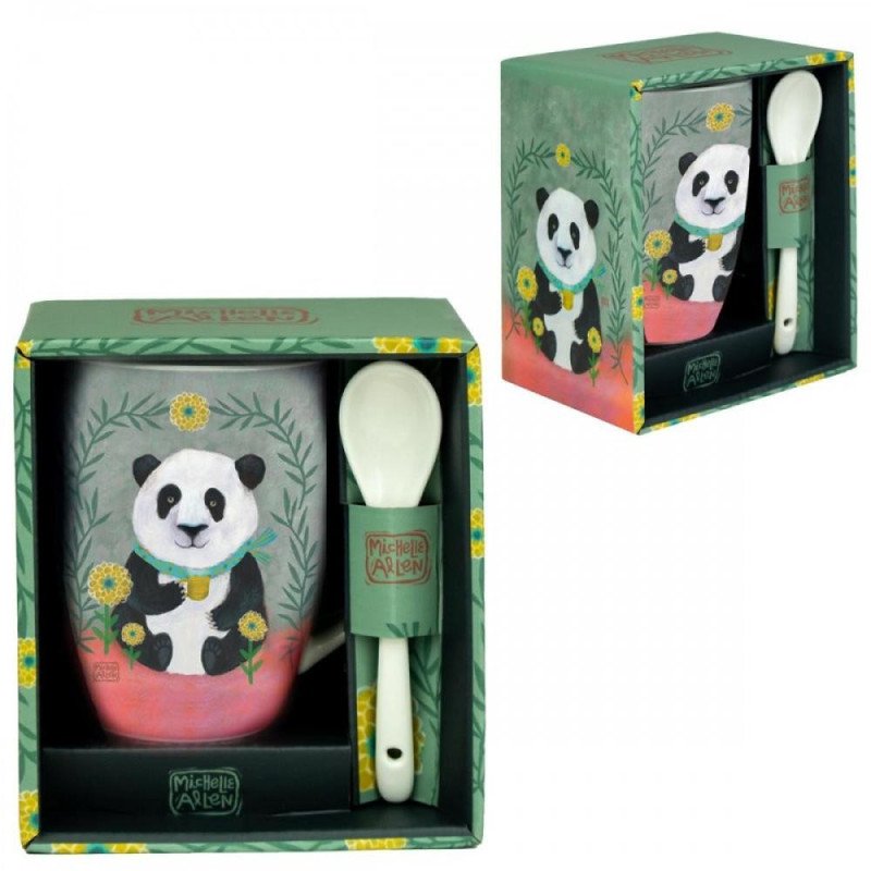 Taza de ceramica con cuchara enesco panda