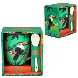 Taza de ceramica con cuchara enesco tucan