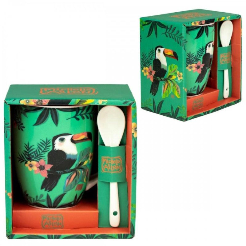 Taza de ceramica con cuchara enesco tucan