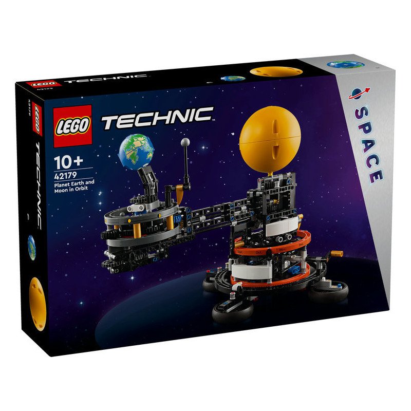 Lego technic planeta tierra y luna en orbita