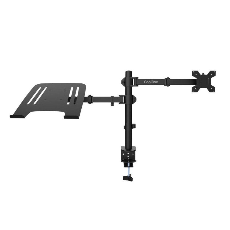 Soporte monitor hasta 32 pulgadas y portatil hasta 17 pulgadas coolbox abrazadera articulado