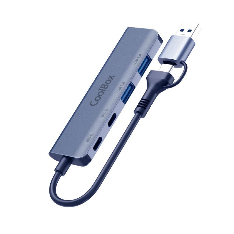 Hub coolbox aluminio usb - c - a - 2xusb - c + 2xusb - a 3.2 gen1